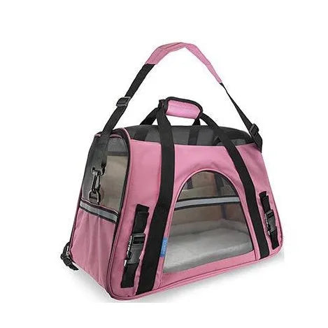 Breathable portable pet strap handbag in oxford cloth and nylon mesh for small dogs and cats, available in 11 colours.
