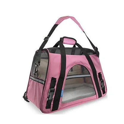Breathable portable pet strap handbag in oxford cloth and nylon mesh for small dogs and cats, available in 11 colours.