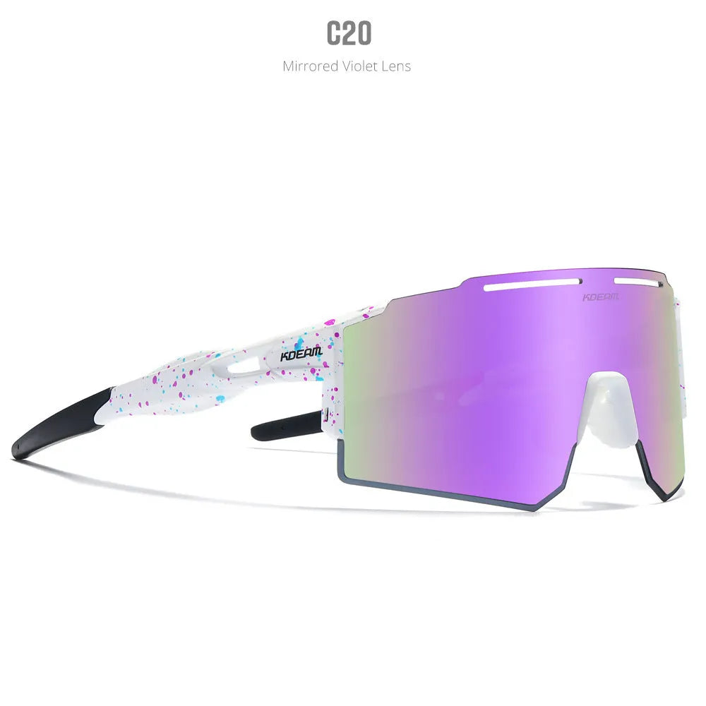 Polarised cycling sunglasses with frameless TR90 lightweight frame in sports design for athletic activities