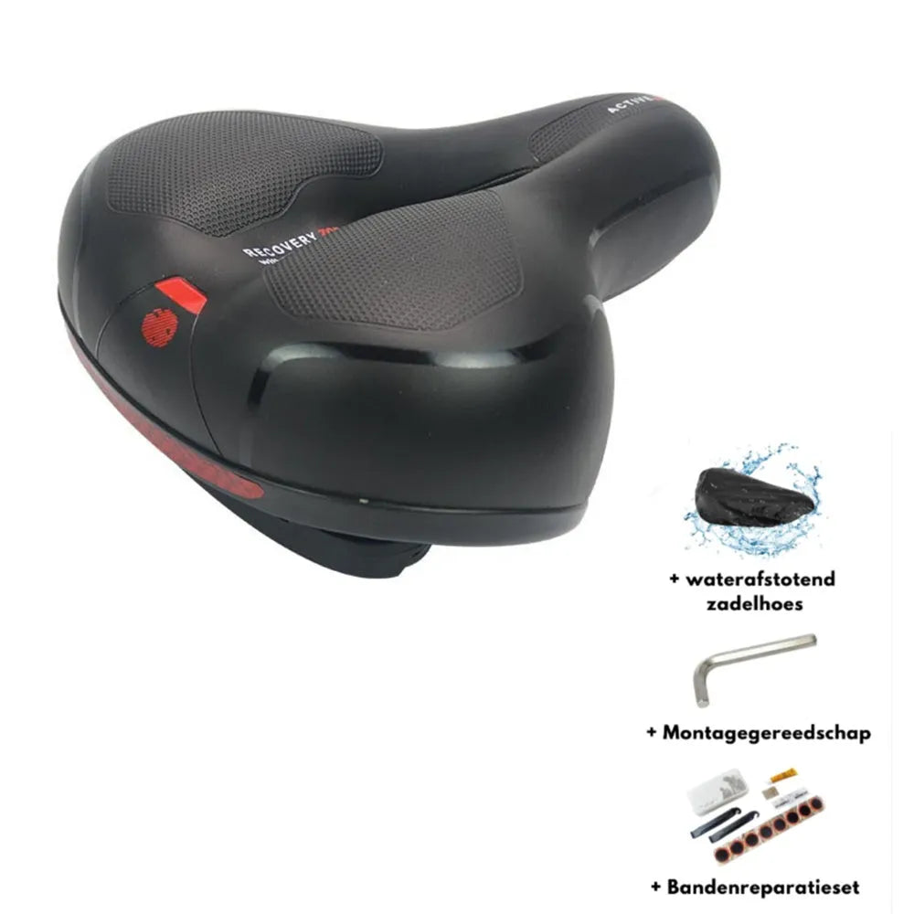 Bicycle cushion with silicone saddle, steel bow spring, and waterproof cover for enhanced cycling comfort
