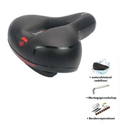 Bicycle cushion with silicone saddle, steel bow spring, and waterproof cover for enhanced cycling comfort