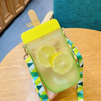 Summer children's water cup with anti-leak straw in pink, blue, yellow, and purple