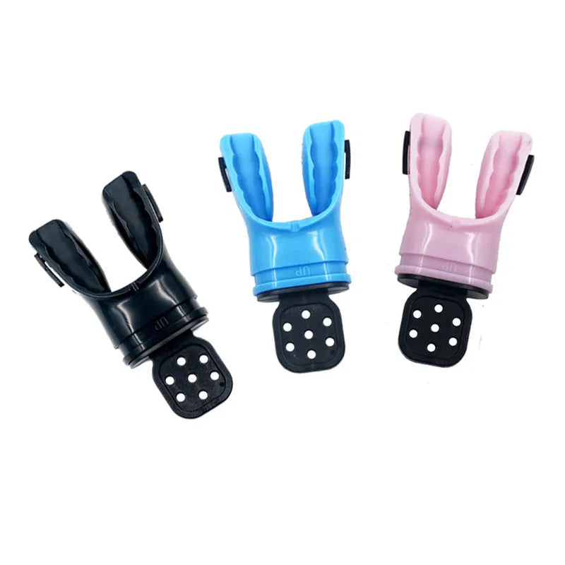 Plastic free edible silicone diving mouthpiece in 110mm length showing colour options