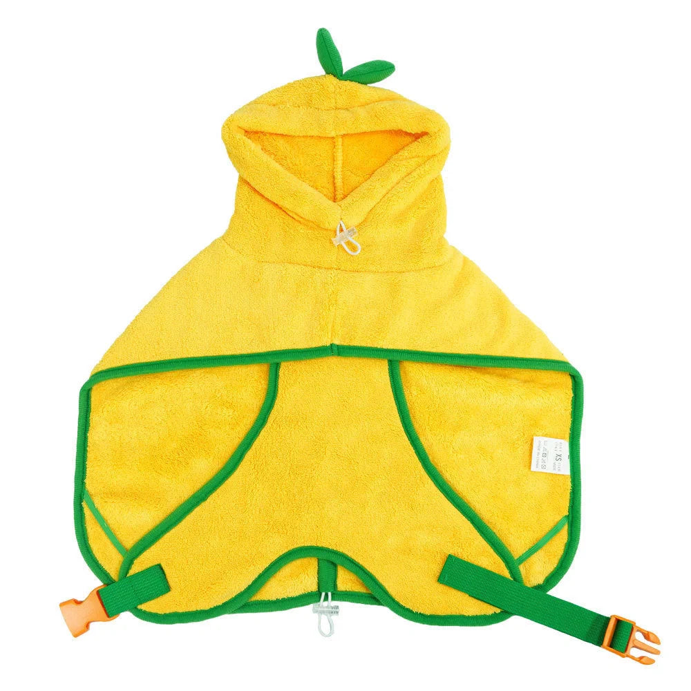 Adjustable dog bathrobe in coral fleece for quick drying, available in multiple colours and sizes