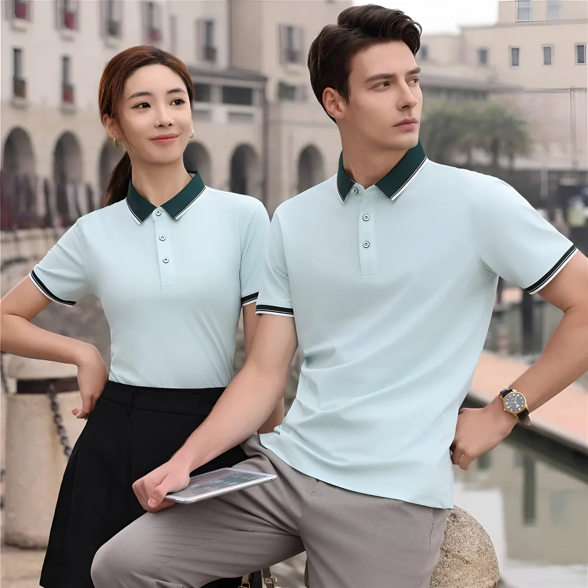185g print polo shirt in straight pullover fit, short sleeve, colour matching, sizes S to 4XL