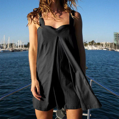 Stylish sleeveless jumpsuit with square collar in various colors and sizes