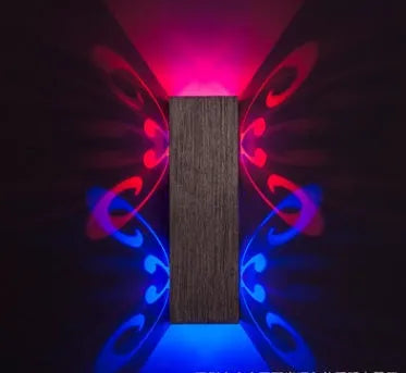 LED butterfly wall lamp made from aviation aluminium for bedrooms, bedside, stairs and corridors, decorative wall lighting with 200mm wingspan in colour options including red, blue, green, warm white, white, yellow and purple.