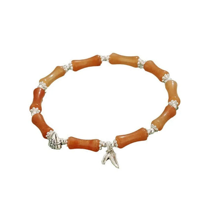 Green aventurine bamboo strawberry crystal bracelet with mixed natural stones and adjustable closure