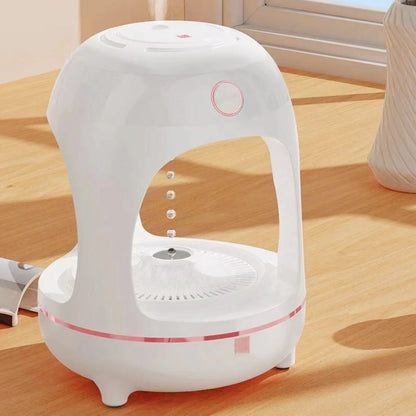 Anti Gravity Levitating Water Drops Humidifier with LED night light in rose gold and white
