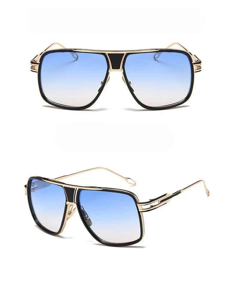 Men's square UV400 sunglasses with 59mm lens width, plastic and metal frame, goggle style