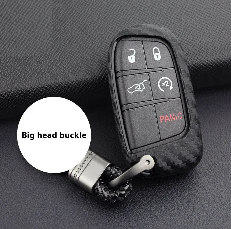 Carbon fibre pattern silicone key case for Dodge Chrysler Fiat remote keys with single bag and buckle options