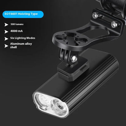 Aluminium alloy bicycle headlight with USB Type-C charging port and quick release mounting base