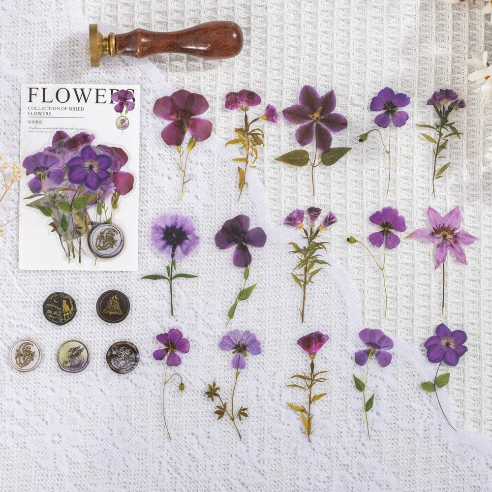 Fire Paint Creative dried flowers sticker package showing 8 modern art designs on 70mm PET sheets