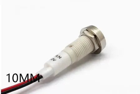 10mm stainless steel edge plastic indicator light with wire connection and flat end metal design