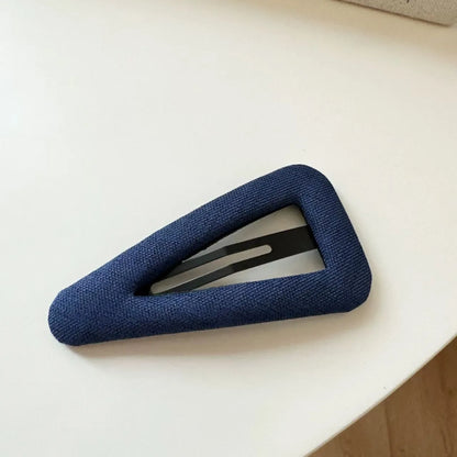 French retro style barrettes in dark denim and polka dot triangle or water drop designs for women