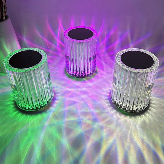 Stylish LED desk lamp with faux crystal design and customizable RGB lighting for home decor