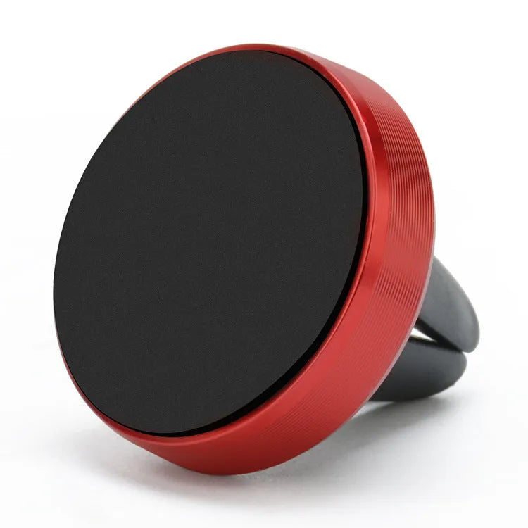 Magnetic car air vent phone holder in five colours showing smartphone attached