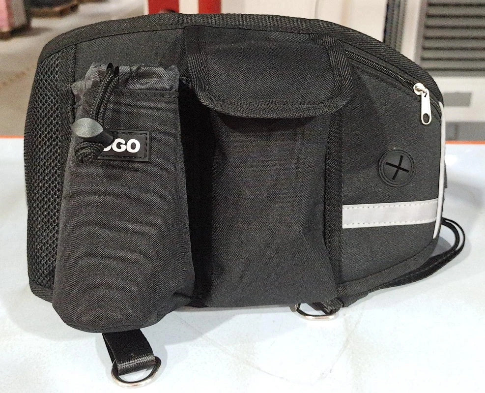 Hands-Free Dog Walking Waist Bag with Adjustable Belt, Drawstring Closure, and Mesh Pockets for Outdoor Adventures