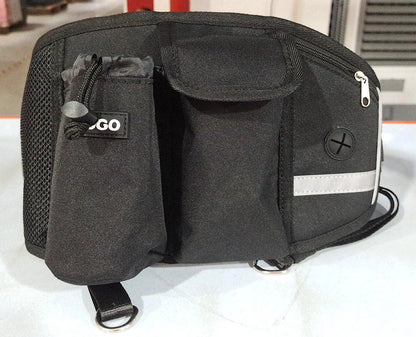 Hands-Free Dog Walking Waist Bag with Adjustable Belt, Drawstring Closure, and Mesh Pockets for Outdoor Adventures