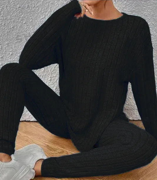 Black and blue polyester two-piece homewear set with regular sleeves in sizes 1XL to 5XL