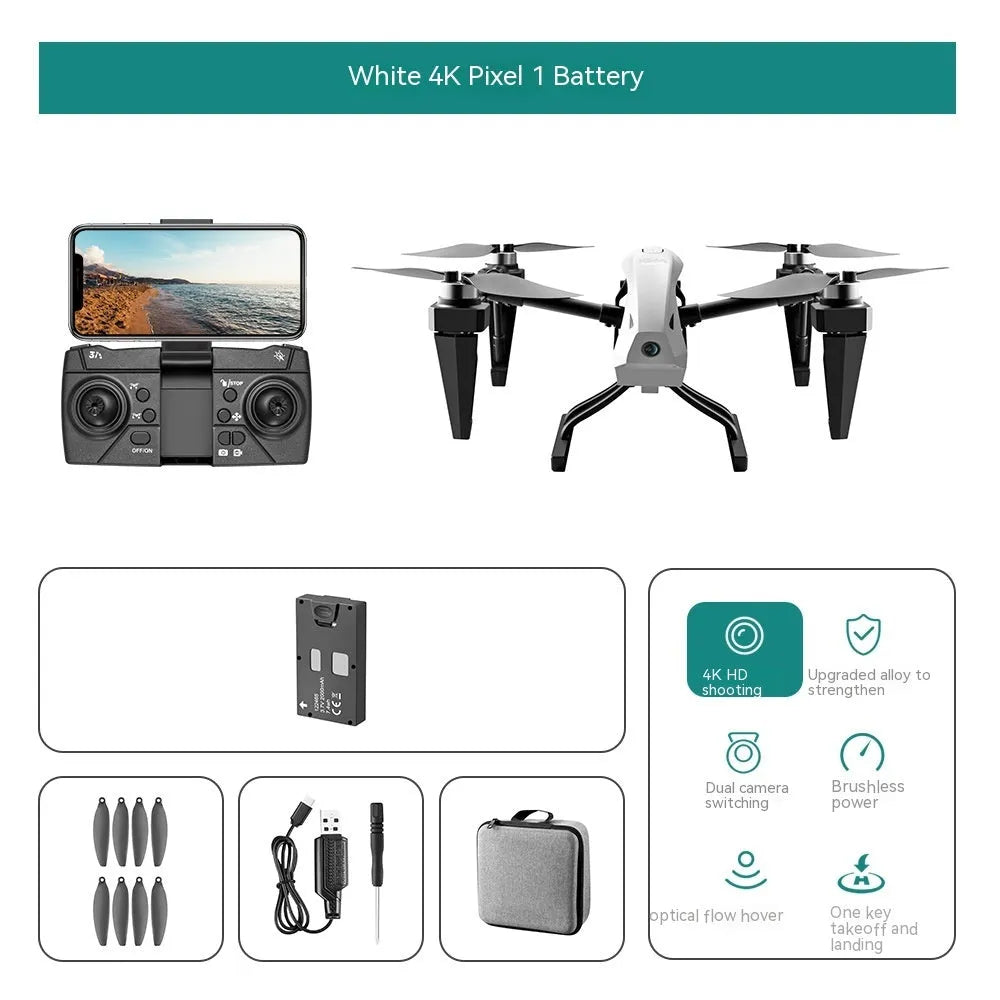 KS66 UAV drone with optical flow positioning camera in flight showing aluminium alloy brushless motor construction