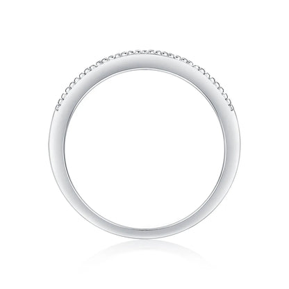 Wedding ring set with moissanite below 0.1 carat, S925 silver platinum plated, sizes 5 to 9, gift box.