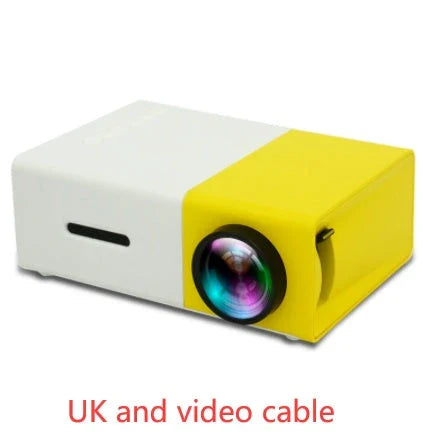 Compact 1080p HD home cinema projector with versatile connectivity and adjustable display settings