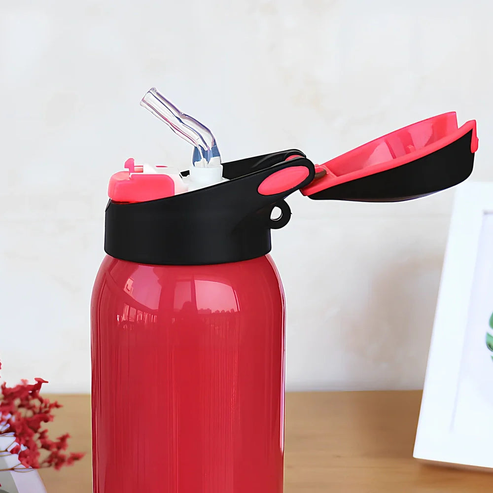 Stainless steel sport thermos water bottle with 500ml capacity and leakproof lid