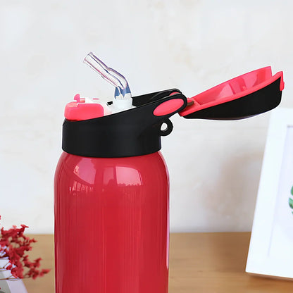 Stainless steel sport thermos water bottle with 500ml capacity and leakproof lid