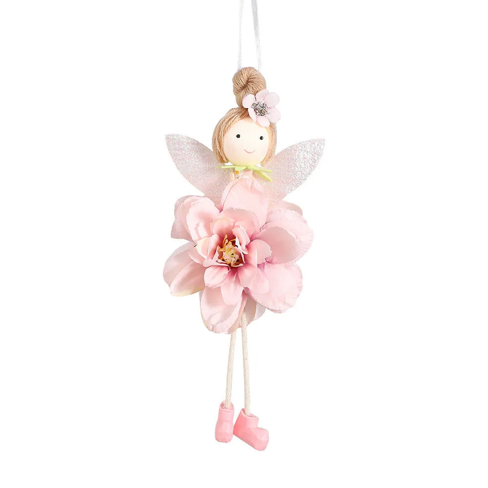 FARCENT cloth pendant with elf and flower angel design in dark pink, pink, green, or yellow, 10 cm tall