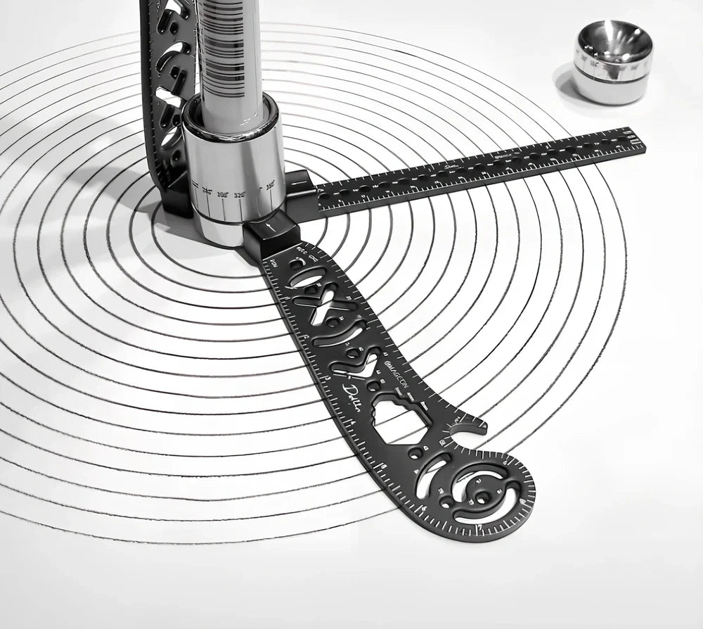17cm Multi-function Drawing Ruler with Magnetic 360° Compass - Metal ...