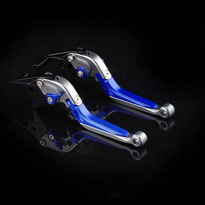 Pair of anodised metal bicycle brake horn handle levers with adjustable reach, shown in a two-tone colour finish.