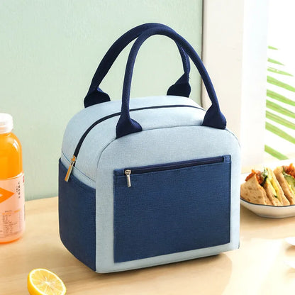Aluminium foil laminated lunch insulation bag in waterproof Oxford cloth showing blue colour option