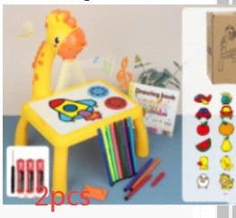 Children's magnetic drawing board with music and projection features in blue and pink