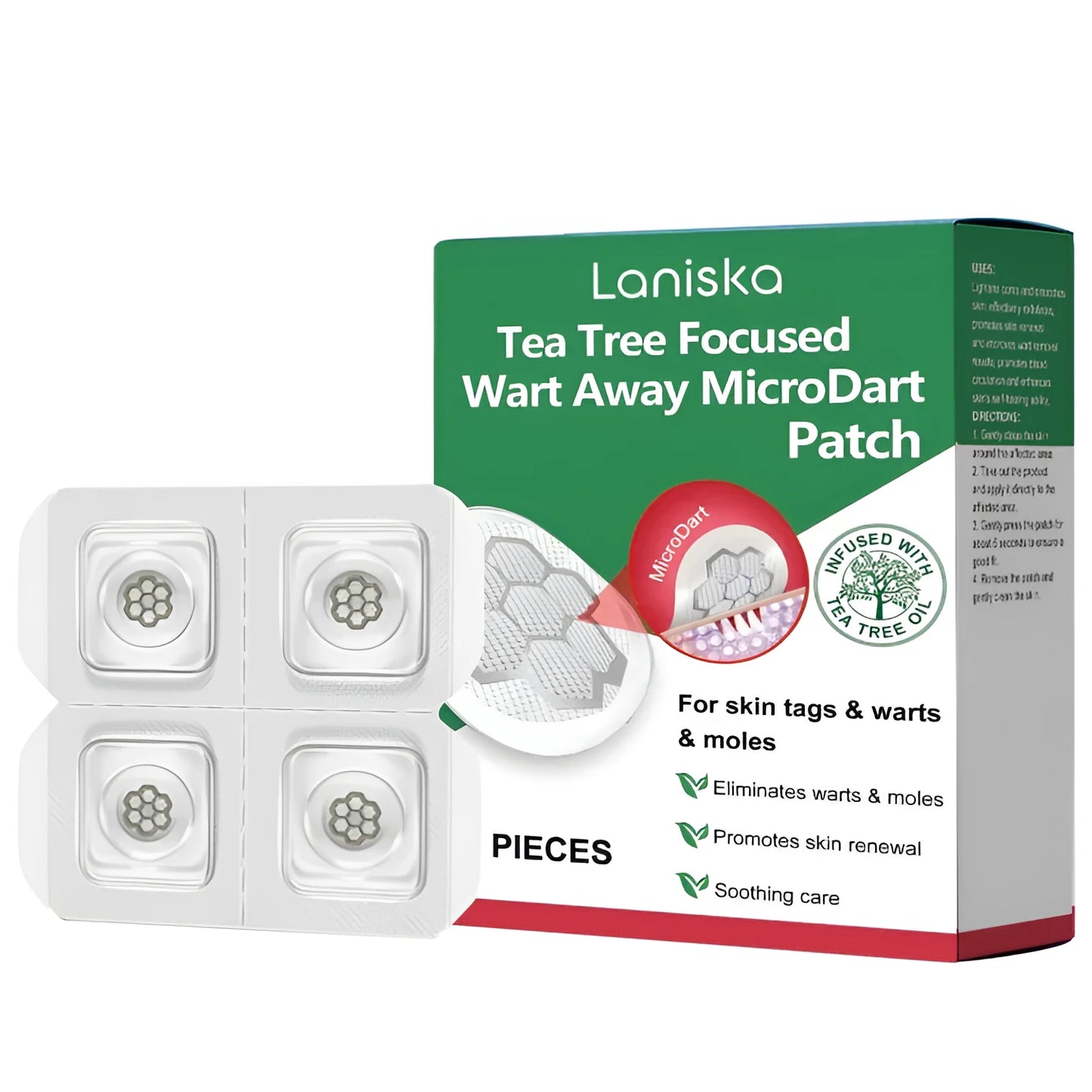 Box of four tea tree oil facial repair concealer patches for flat wart and eye area treatment.
