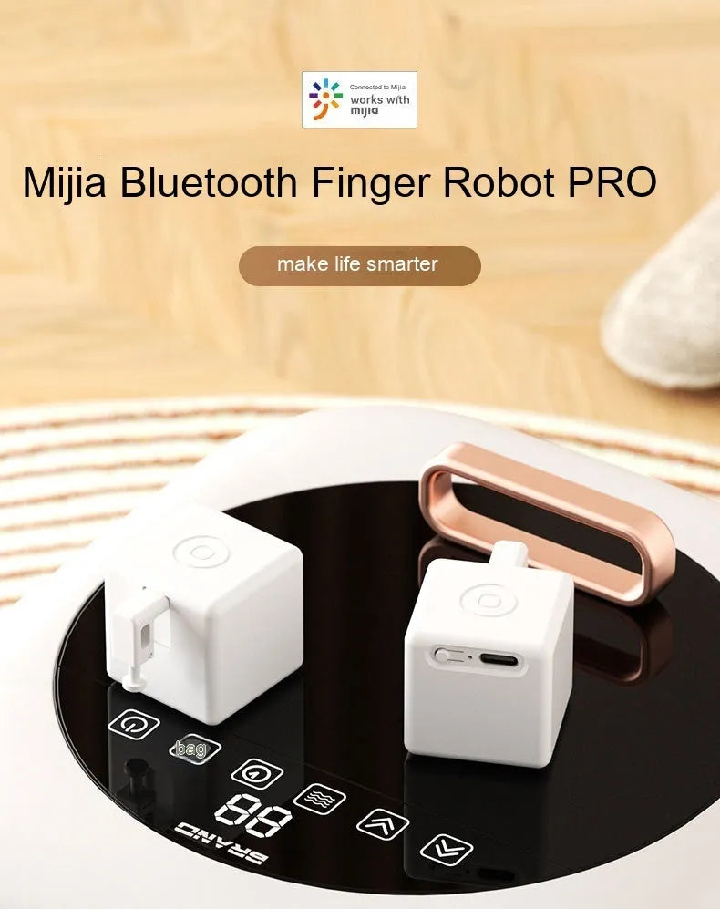 White intelligent Bluetooth finger robot, 34.5x34.5x46.5mm, 36g, Type-C rechargeable, 10N thrust, 12mm movement