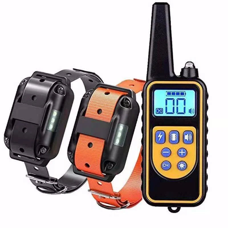 Electric dog training collar with remote control, adjustable levels, and waterproof design