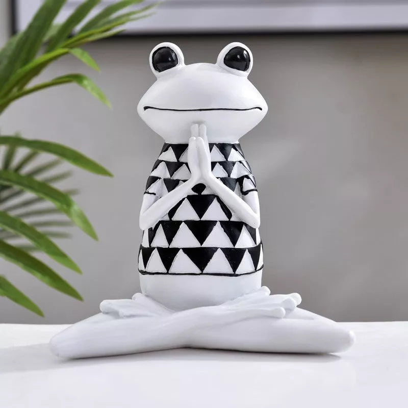 Yoga frog resin statue with metal atmosphere light for home and office decor