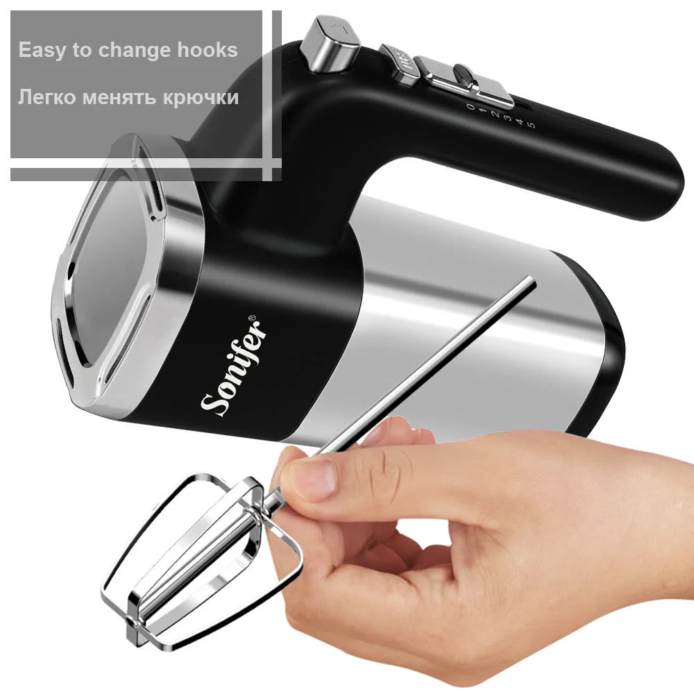 500W Electric Hand Mixer with 5 speed controls and turbo function for kitchen use