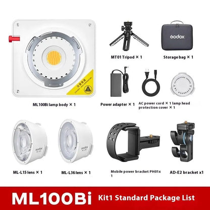 Shenniu ML100Bi photography fill light with lens cups on aluminium body