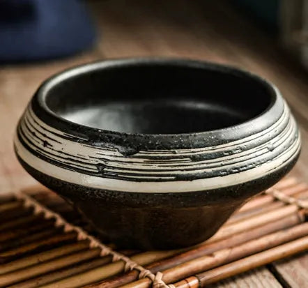 Ceramic tall bowl with Edo pattern, 15cm height, microwave-safe porcelain for soups and noodles