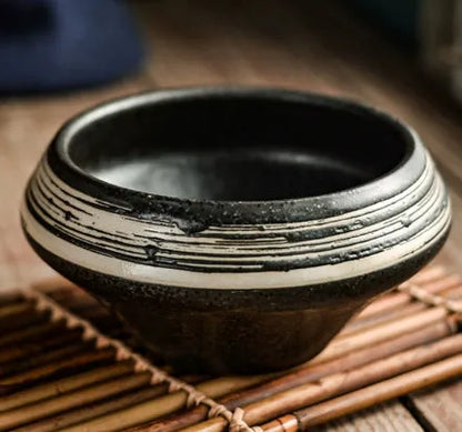 Ceramic tall bowl with Edo pattern, 15cm height, microwave-safe porcelain for soups and noodles