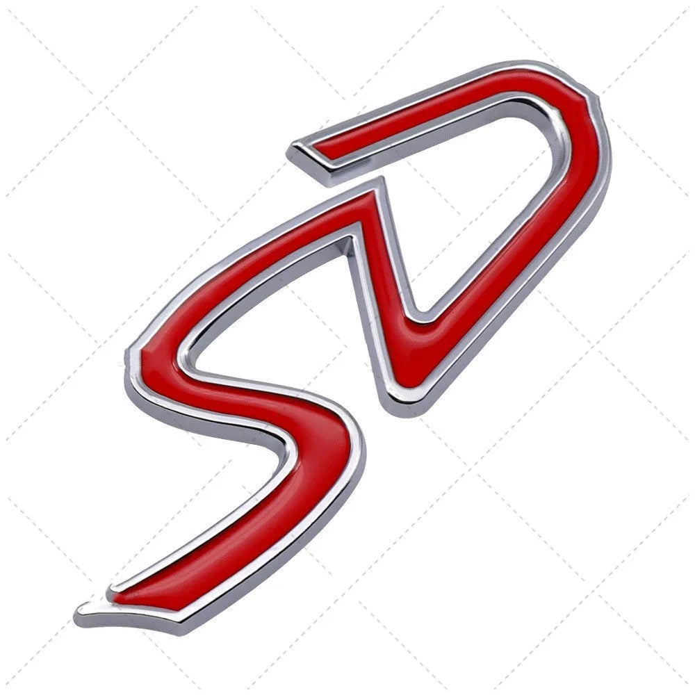 SD and D pattern metal car stickers in red silver and red black colours for vehicle bumper decoration