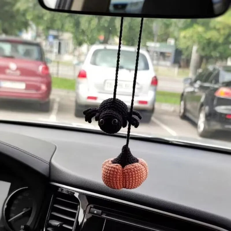Plush hand-woven car hanging ornament with Halloween cartoon character design