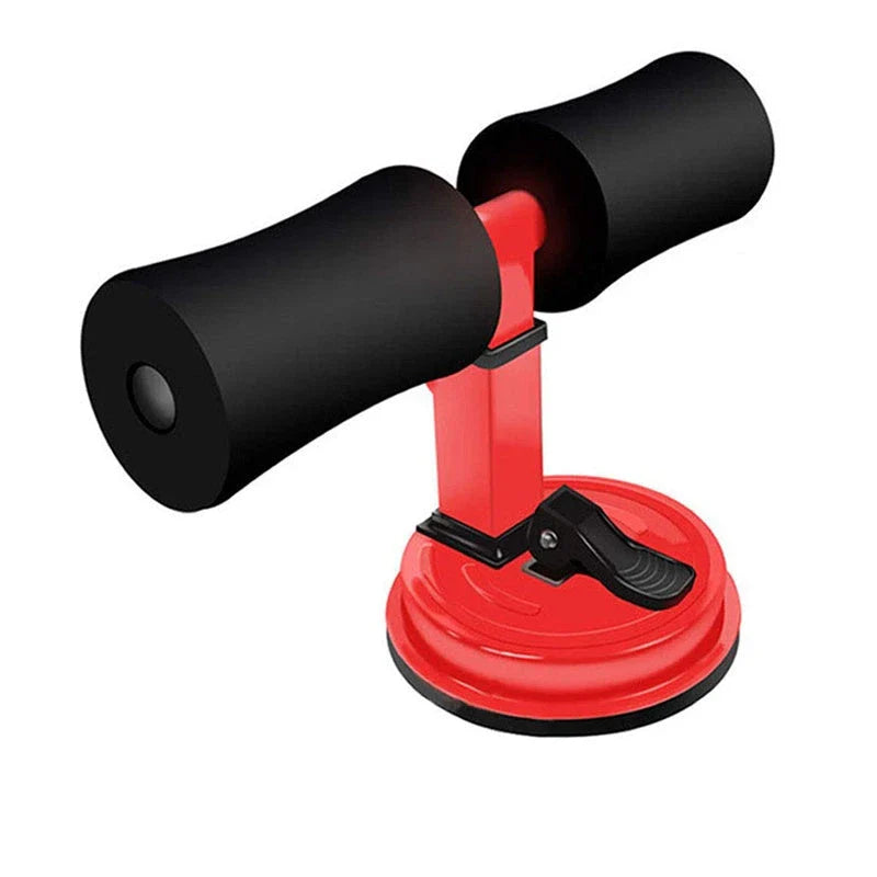 Compact sit-up strength trainer with steel springs and foam padding for home fitness