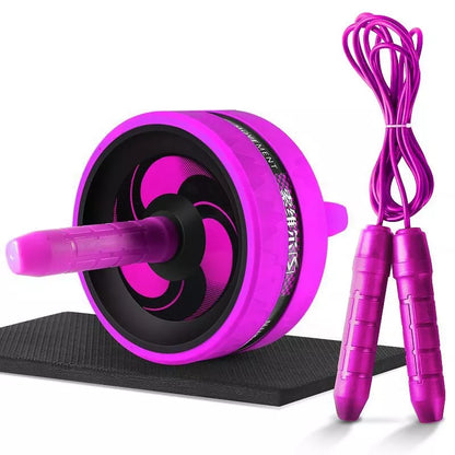 Exercise Fitness Wheel Set with abdominal wheel, yoga mat, and skipping rope for home workouts