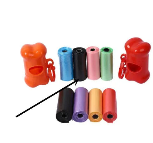 Coloured dog waste bags for pet cleanup measuring 22.5 by 30 centimetres