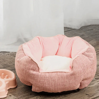 Octagonal fabric pet bed for small dogs and cats with a removable centre mat