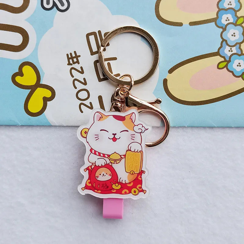 Lucky Cat plastic ferrule pendant and card sleeve set for blessing certificate display