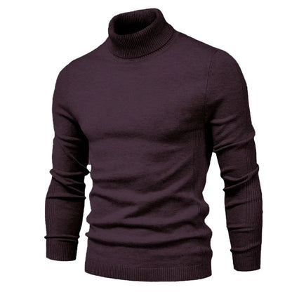 Men's slim fit turtleneck winter sweater in various colours